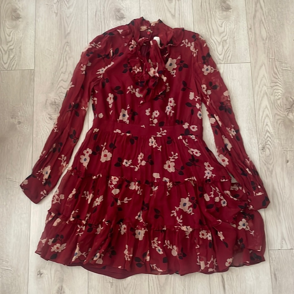 Kate Spade Floral Chiffon Dress with Neck Tie Size 8